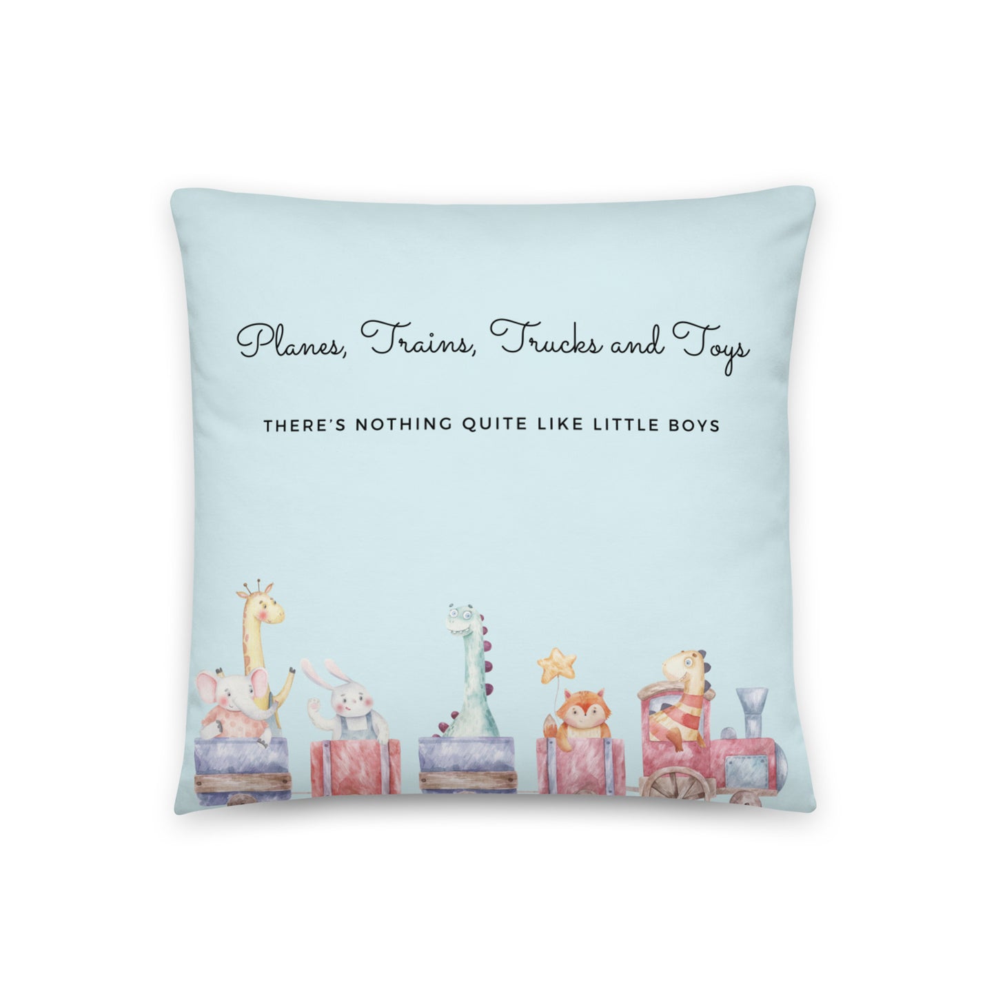 Trains and Trucks Nursery Pillow