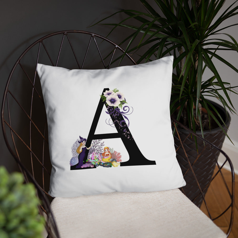 Monogram Cushion Cover Simple Letter Flower Print Throw Pillow